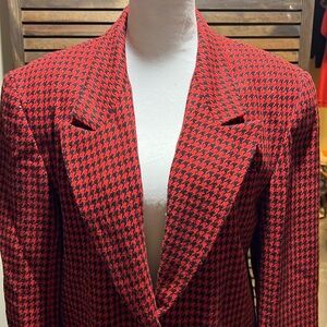 Houndstooth red and black wool blazer 2 buttons pocket s